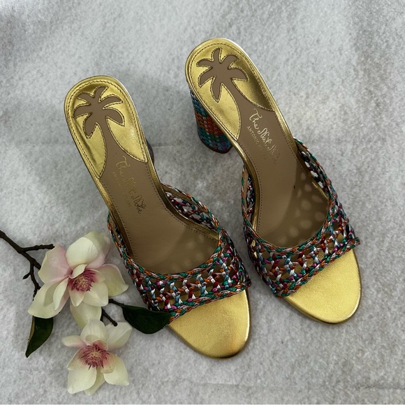 Antonio Melani x The Nat Note Riviera Rainbow Woven Metallic Slip-On Mules - Picture 6 of 16